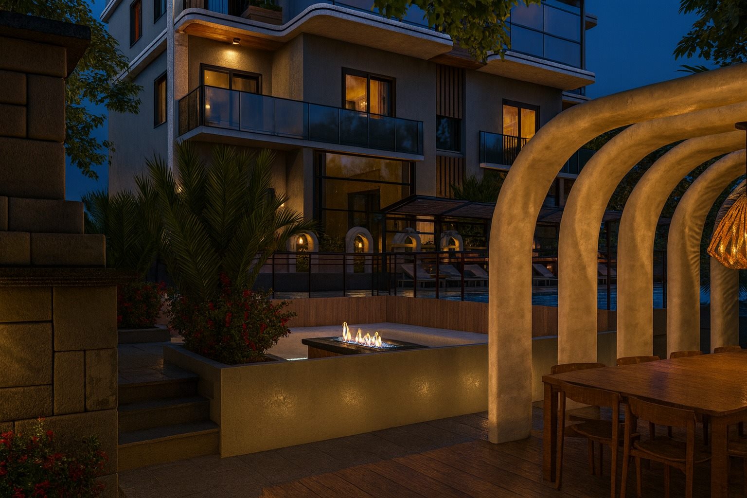 O2 ArtNeva sosyal yaşam alanı ve pergola