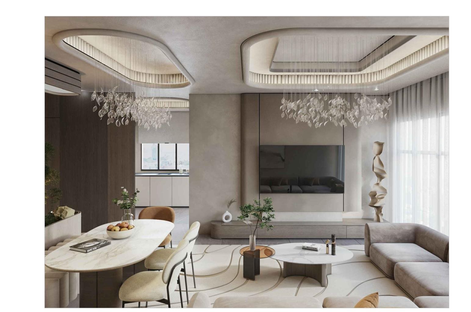 O2 ArtNeva örnek daire salon ve yemek alanı